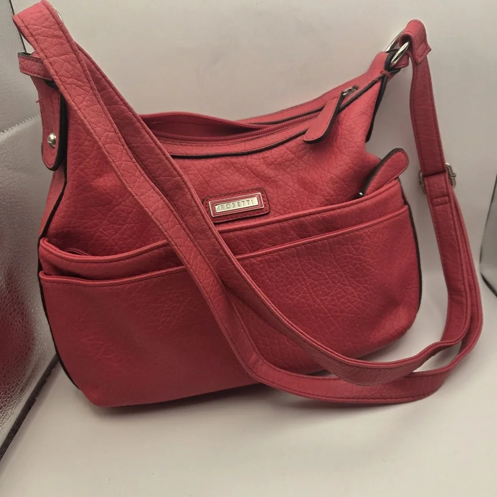 ROSETTI Faux Leather Bright Pink Shoulder Bag Hobo VTG